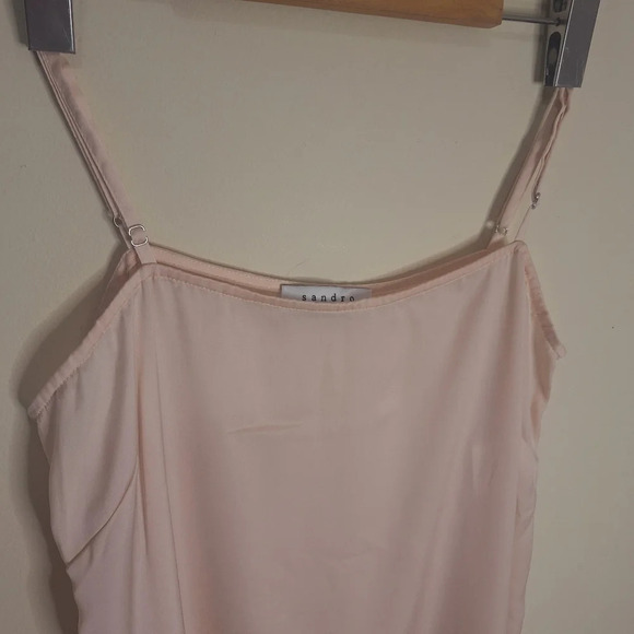 Sandro Paris pink viscose adjustable straps square neck slip dress SZ S - Picture 2 of 7